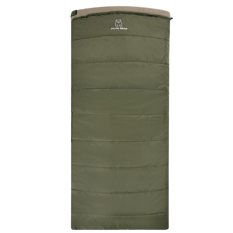 PO PO BEAR Zero Degree Sleeping Bag for Adults 100% Cotton Flannel Tall and Big (Green, 84" x 40" Right Zip)