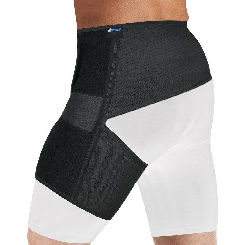 Tenbon Adjustable Hip Brace for Sciatica Pain Relief & Sacroiliac Support - Compression Wrap for Hamstring, Hip Flexor, Groin Injuries, Thigh Stabilizer - SI Joint Belt for Men & Women (XXL/Left)