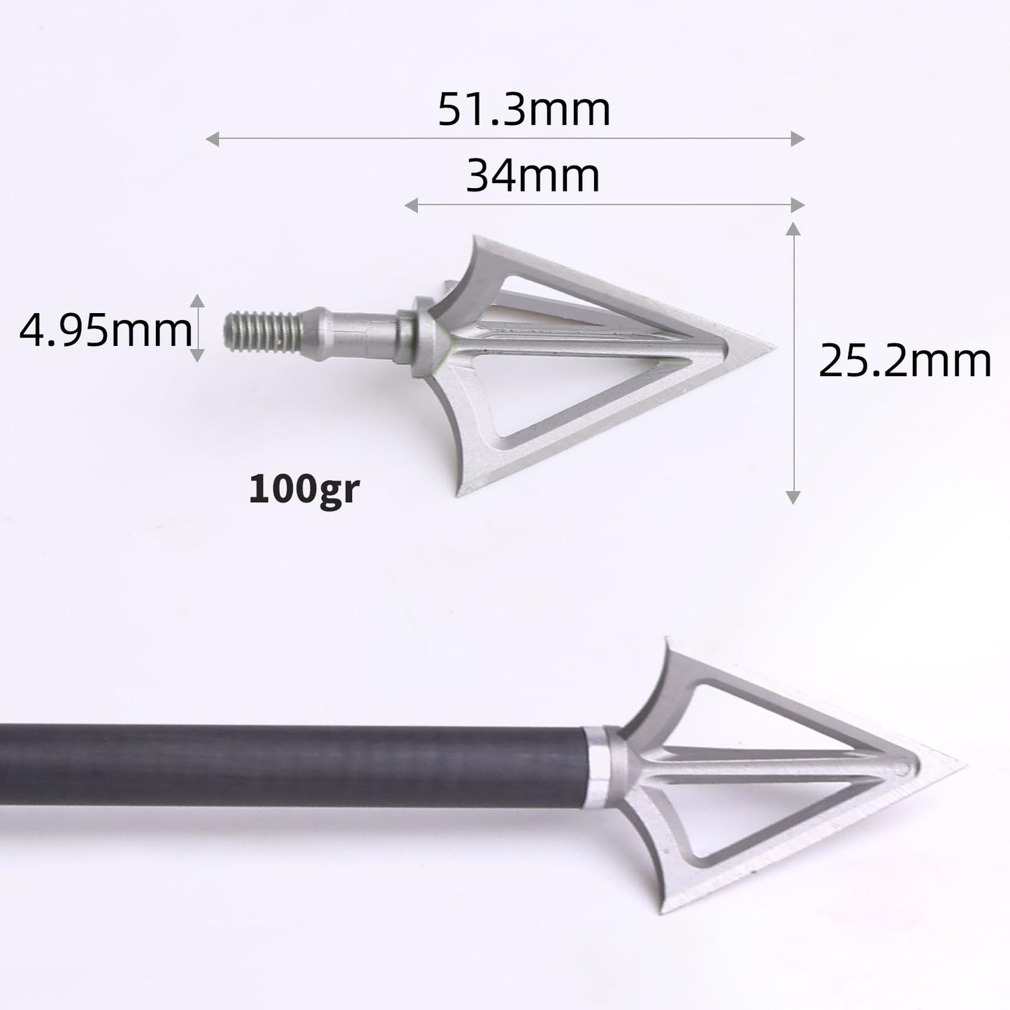 Moyujian 6 Packs of 100 Wide Heads, broadheads 100 Grain (100 Grain Silver)