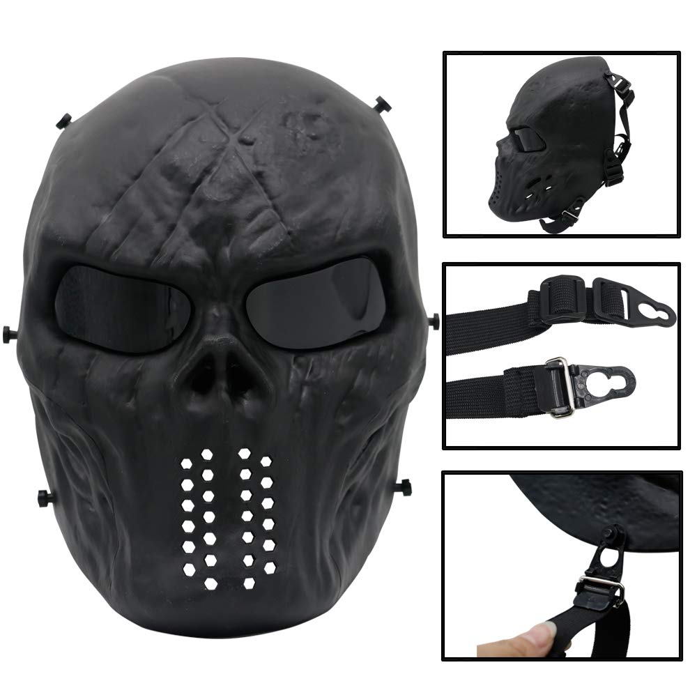 PuddingStation Full Face Airsoft Mask, for Masquerade Halloween Cosplay, Movie Props and Other Outdoor Activities