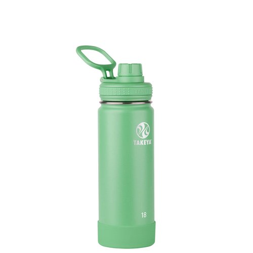 Takeya Actives Water Bottle with Spout Lid - Bottle with Double Stainless Steel Insulation - Dishwasher Safe & BPA-Free - Bottle with Spout Lid & Removable Bumper - 18 oz, Mint