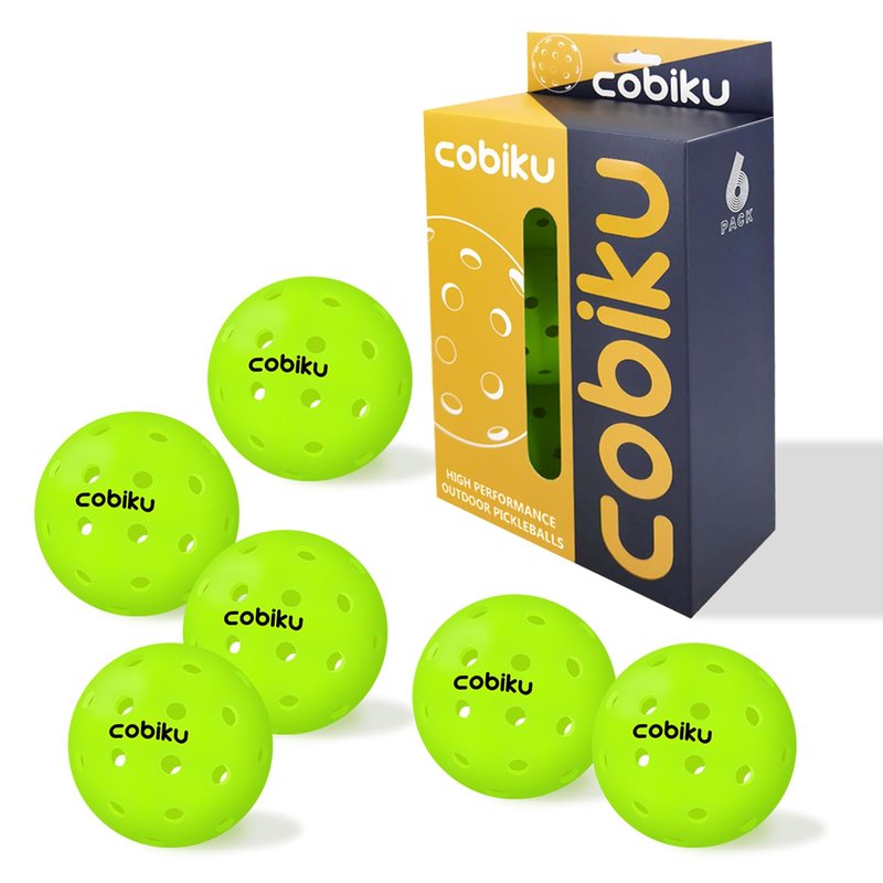 COBIKU Premium Outdoor Pickleballs Balls 6Pack - USAPA Approved Tournament and Competition Pickleball with Perfectly Balanced and Visibility, 40 Hole Pickleball Ideal for All Skill Levels - Neon Green