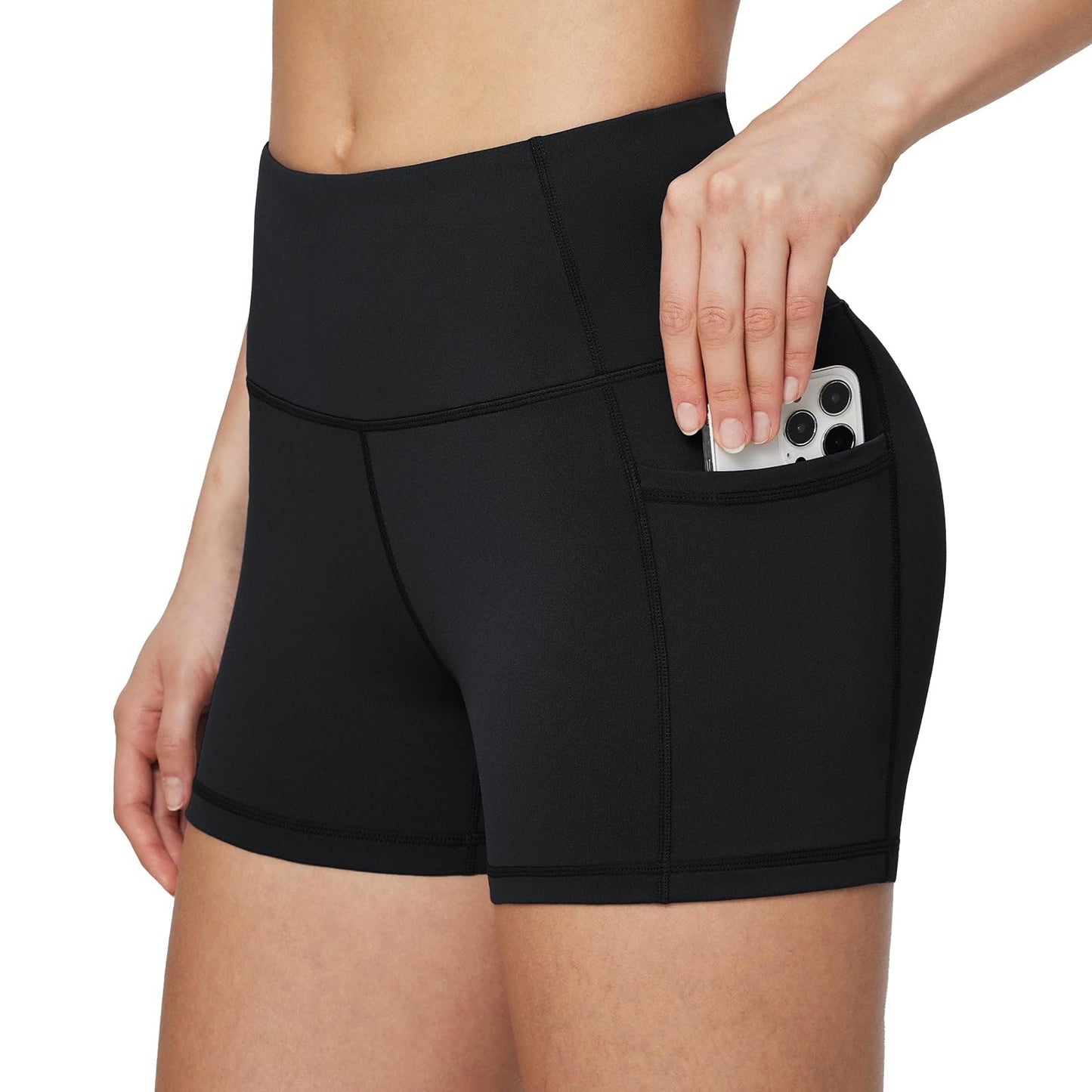 baleaf Biker Shorts Women Yoga Gym Workout Spandex Running Volleyball Tummy Control Compression with Pockets 5" Heather Purple XXXL