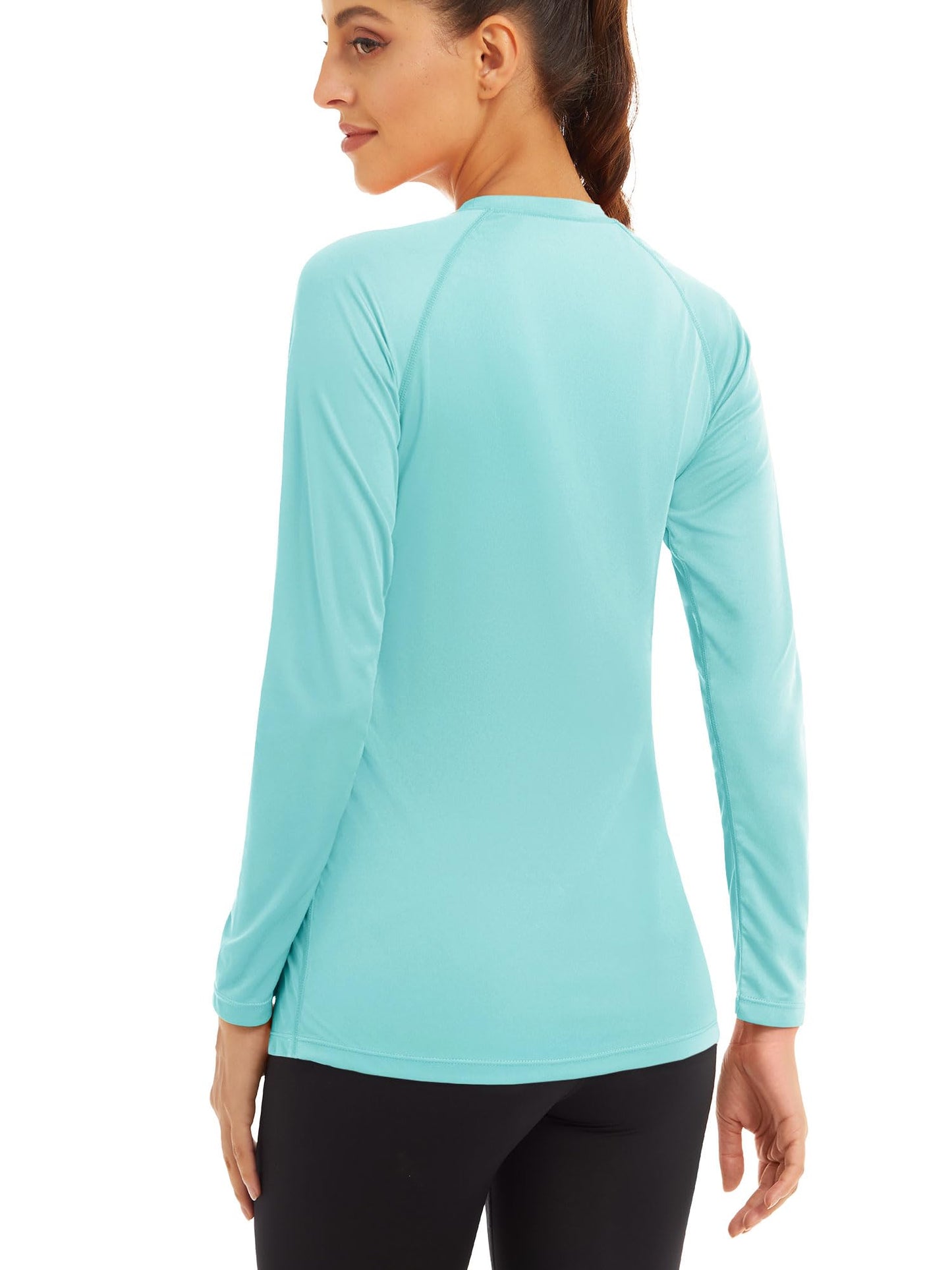 Swim Shirts for Women UV Protection Womens Rash Guard Shirts Long Sleeve Running Shirts Women Fishing Shirts Performance Sun Shirts for Women Light Blue