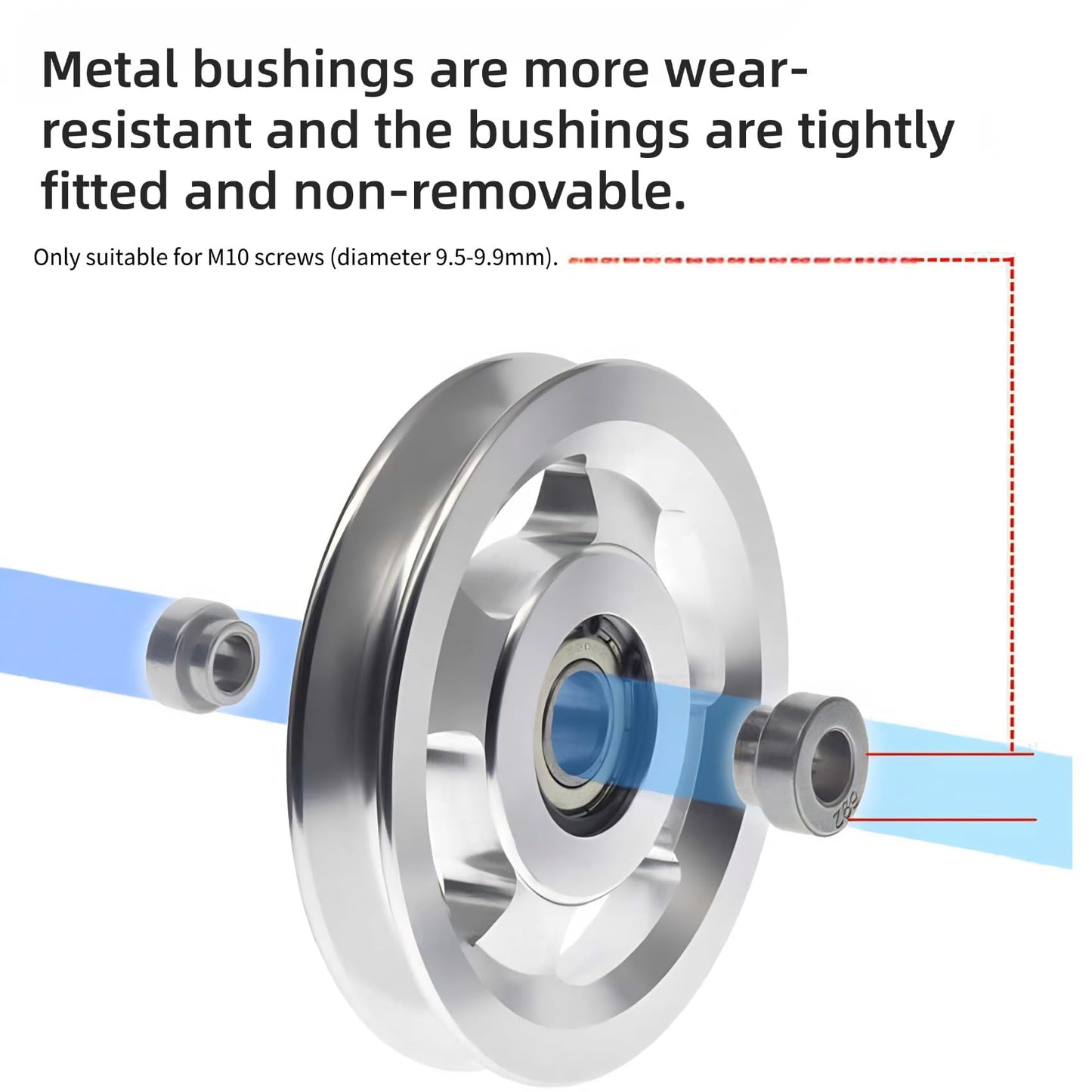 Gueiddi Aluminum Pulley for Home Gym, Load Capacity Sealed Bearing Pulley System, Quiet & Smooth Replacement Gym Pulley Wheel for Cable Machine, LAT Pulldown, Weight Equipment (1, Silver, 114-115mm)