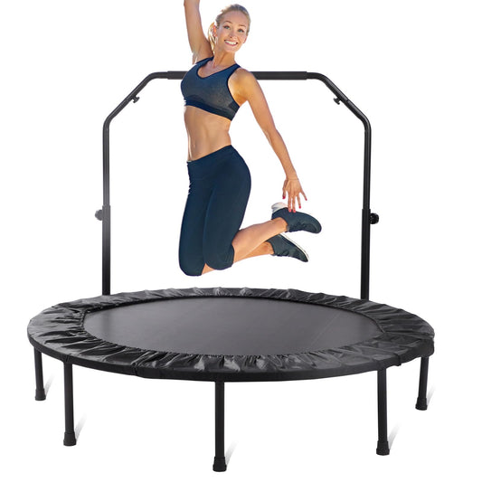 50 inch Rebounder Trampoline for Adults with Bar, Mini Trampoline for Adults Fitness, Portable Indoor/Outdoor Foldable Rebounder