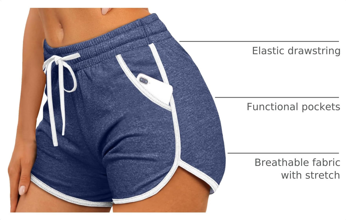 Aloodor Workout Shorts Women Soft Comfy Running Shorts Plus Size Women Clothing with Pockets