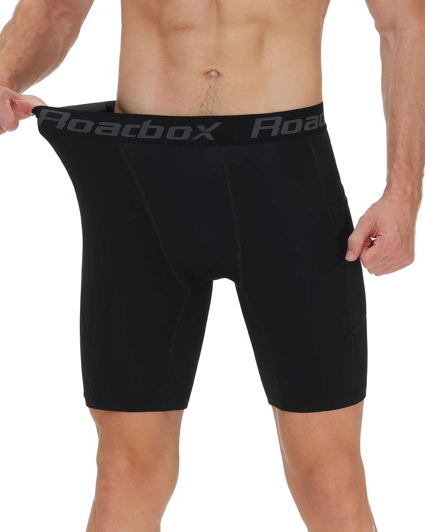 Roadbox Compression Shorts for Men with Perfect Pocket Spandex Boxer Athletic Workout Underwear Fitness