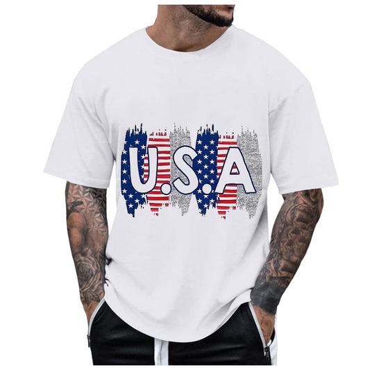 Deal of The Day Clearance Prime Lightning Deals American Flag 4th of July Mens T-Shirts Short Sleeve Crew Neck Shirts Casual Loose Fit Tops Athletic Quick Dry Active Tee Shirts