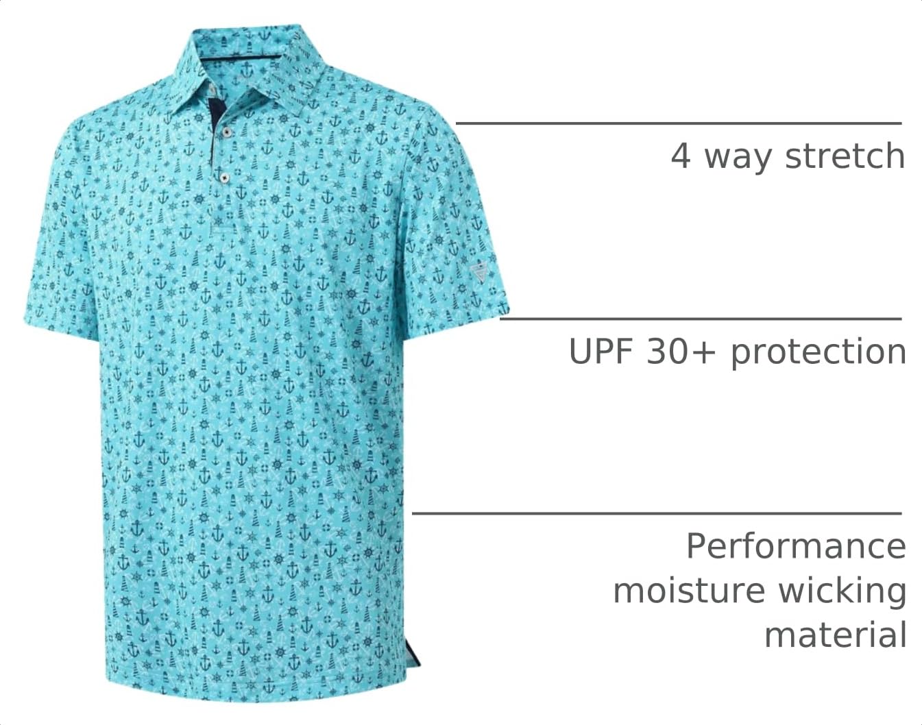 M MAELREG Polo Shirts for Men Quick Dry Fit Short Sleeve Performance Moisture Wicking Print Men’s Golf Shirts