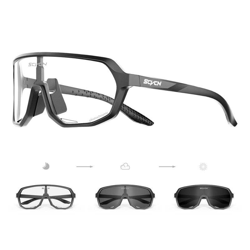 SCVCN Photochromic Cycling Glasses Men Women Clear Sports Sunglasses UV400 Protection for Cycling Running Baseball mtb Driving mountain bike Golf and other outdoor sports 501