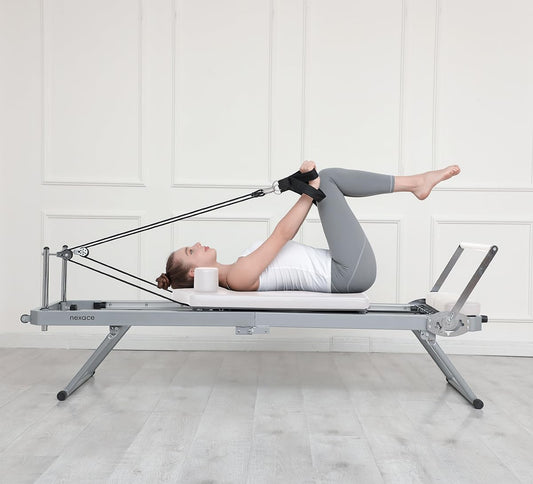 nexace Pilates Reformer Machine ,Foldable Pilates Machine Equipment for Home (White)