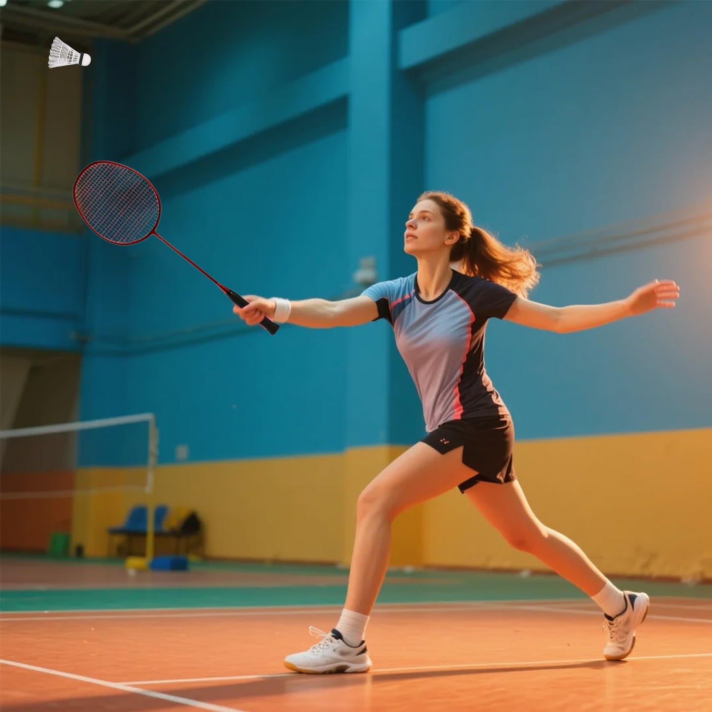 Badminton Rackets,Badminton Racket Set,Both Offensive and Defensive,Composite Carbon Ultra Light 82g Professional Training Racket,Including 2 Rackets,2 Shuttlecocks,and 1 Bag (001B-red)
