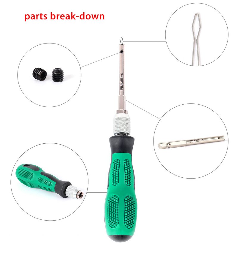 Juscycling Spoke Nipple Insertion Driver for Spoke Lacing and Wheel building, Spring Loaded Tool with Handle