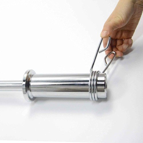 uyoyous 4FT Barbell Bar Solid Threaded Chrome Straight Bar with 2 inch Center Holes Barbell Weight Straight Weightlifting Strength Training Equipment 120cm for Home Workout Fitness, Silver