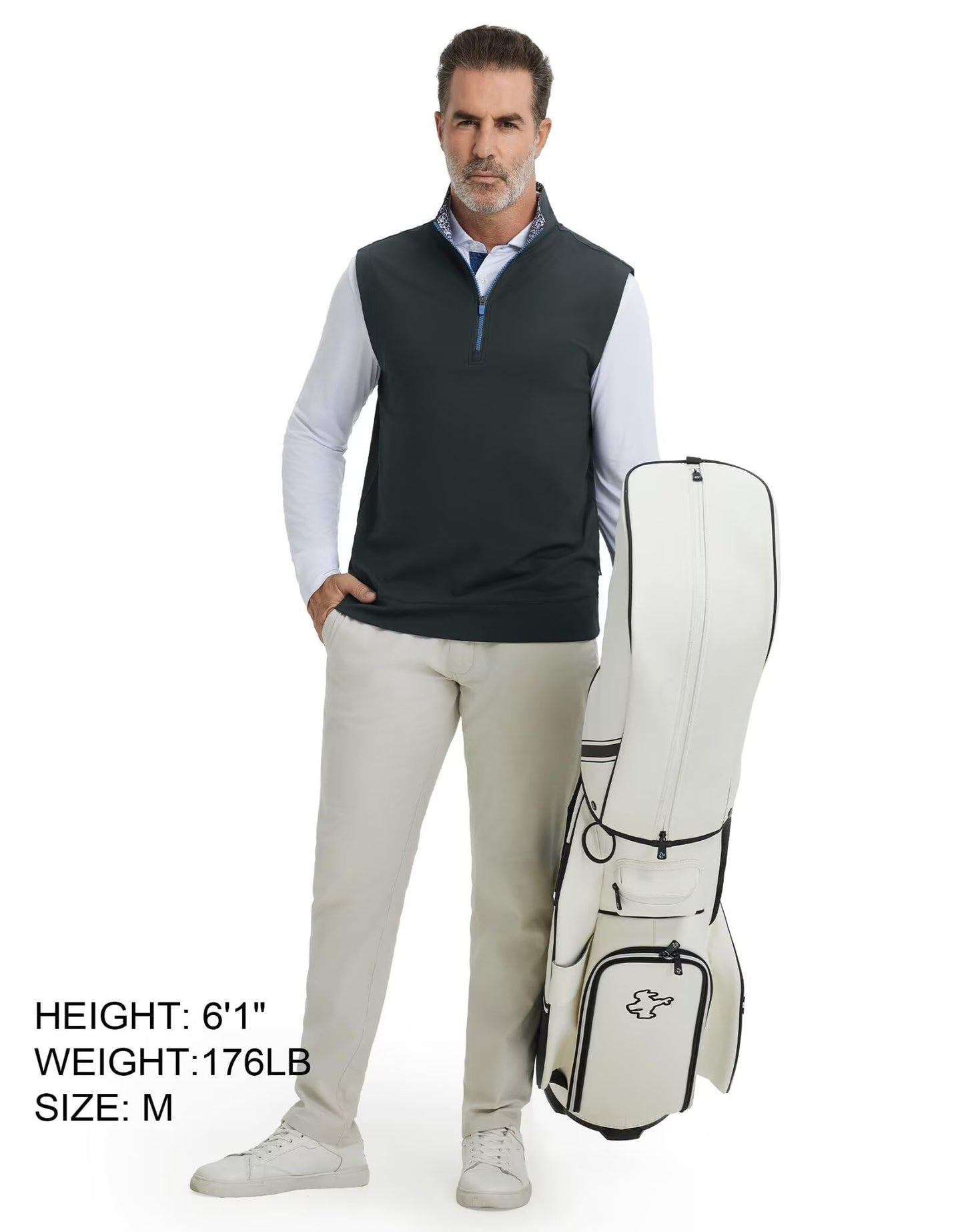 M MAELREG Men's Golf Vest Dry Fit Stretch Moisture Wicking Layer Lightweight Casual Vests Mens Pullover Quarter Zip