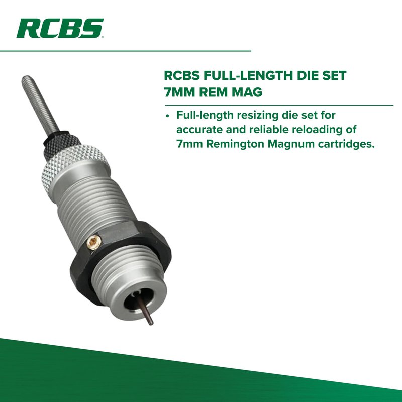 RCBS Full-Length Die Set 7mm Rem Mag, Reloading Die Set for Full-Length Sizing of 7mm Remington Magnum