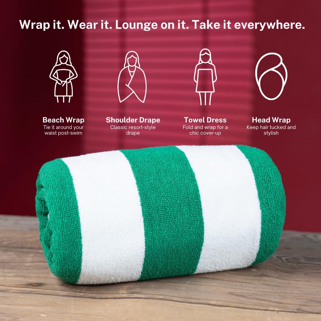 Oversized Cotton Turkish Beach Towel - Quick Dry, Absorbent | 30"x60", Cabana Mix, 4 Pack