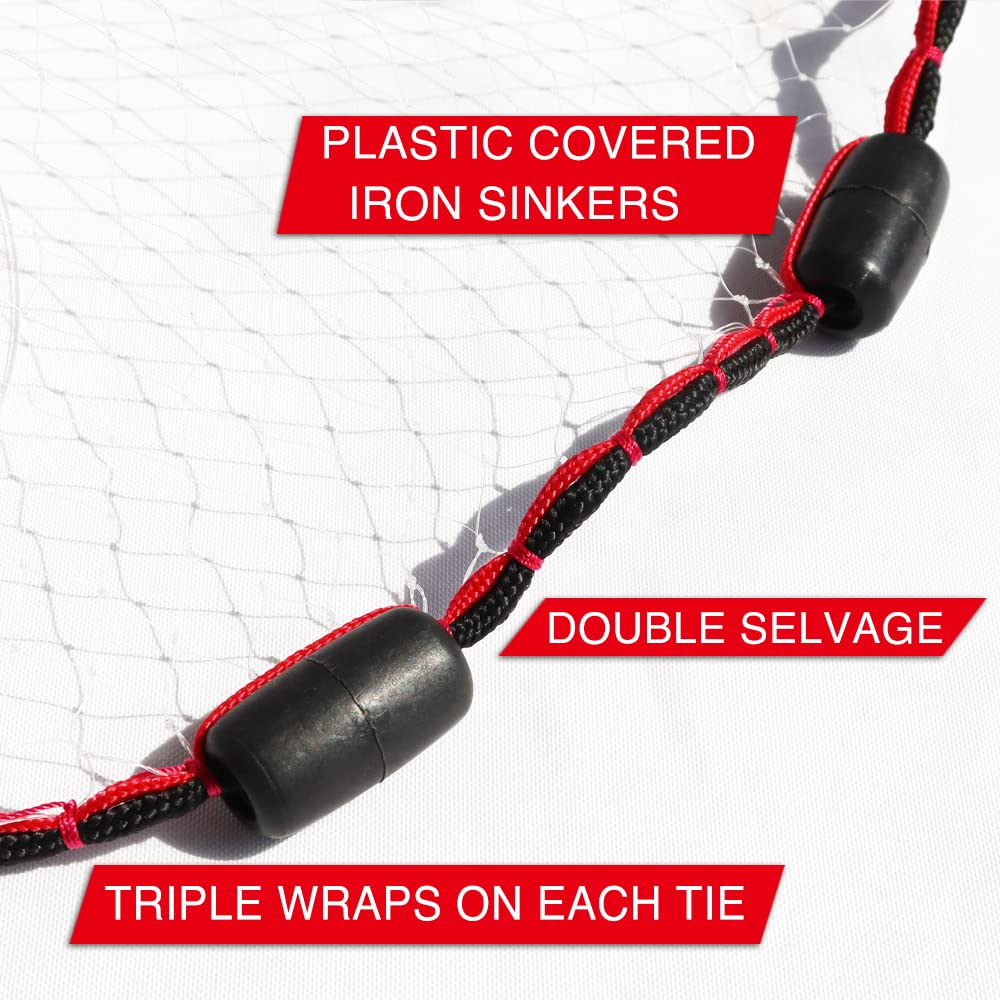 BasicGear Cast Net, Protected Weights, 8ft Radius, 3/8 in Mesh