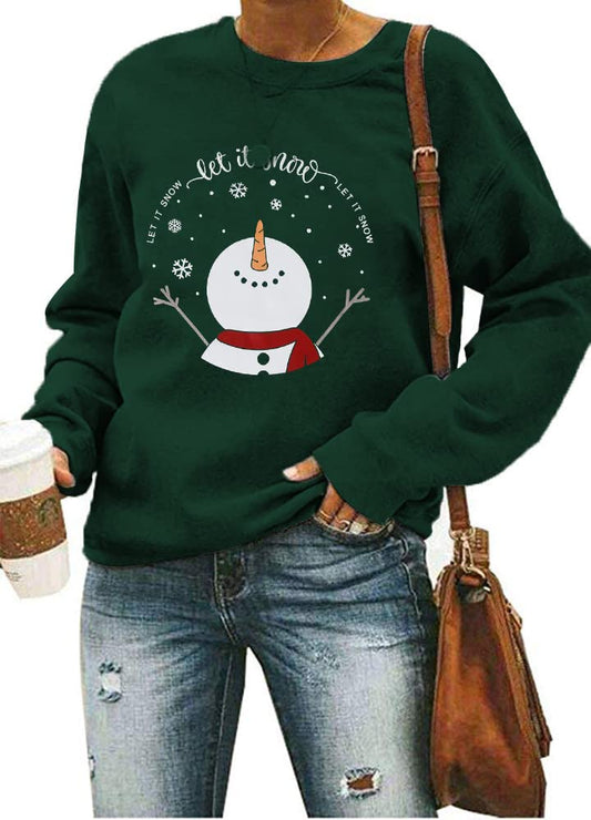 LUKYCILD Let It Snow Christmas Sweatshirt Women Snowman Graphic Ugly Christmas Sweatshirts Long Sleeve Christmas Shirts