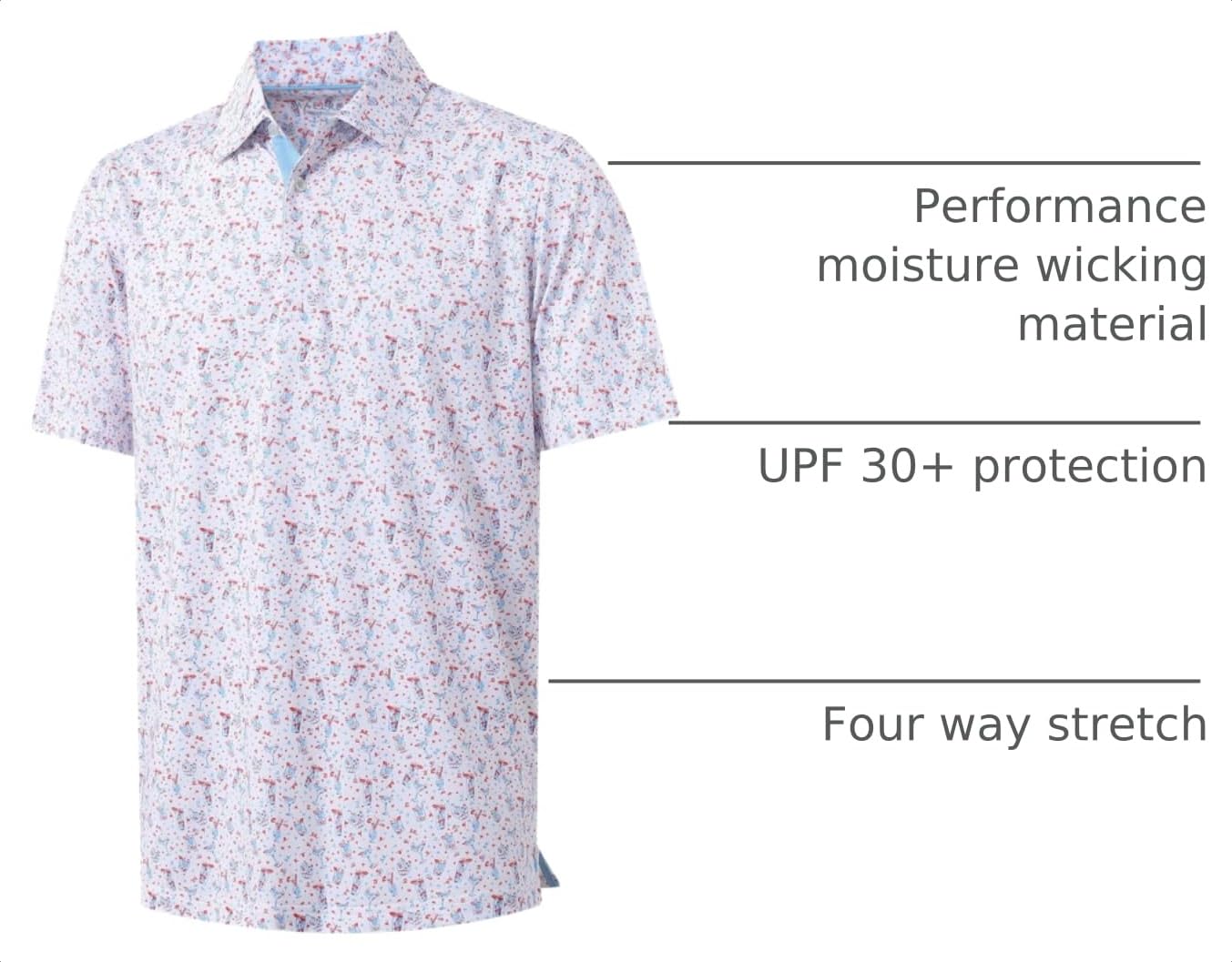 M MAELREG Polo Shirts for Men Quick Dry Fit Short Sleeve Performance Moisture Wicking Print Men’s Golf Shirts