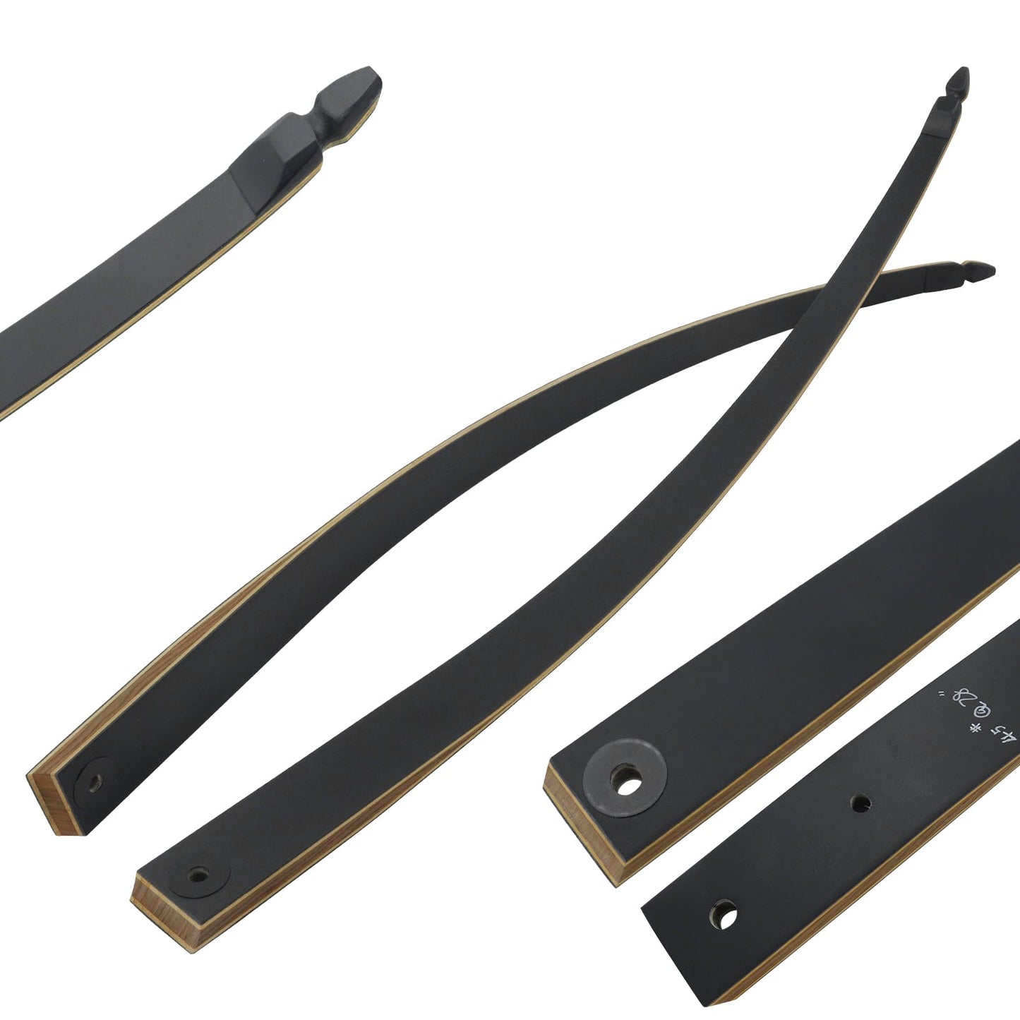 HANDBAIGE Replacement Longbow Limbs for 60'' Black Hunter Bow Riser 20-60lbs Archery Hunting Longbow Limb with Hard Maple (20LBS)