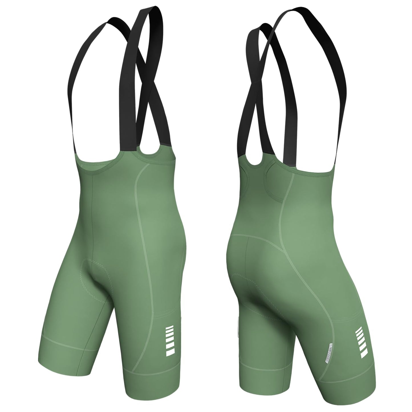 Lo.gas Mens Cycling Bibs Shorts 3D Padded Bike Shorts High Stretch Quick-Dry 3 Pockets & 2.56 Inch Non-Slip Leg Grippers Grass Green L