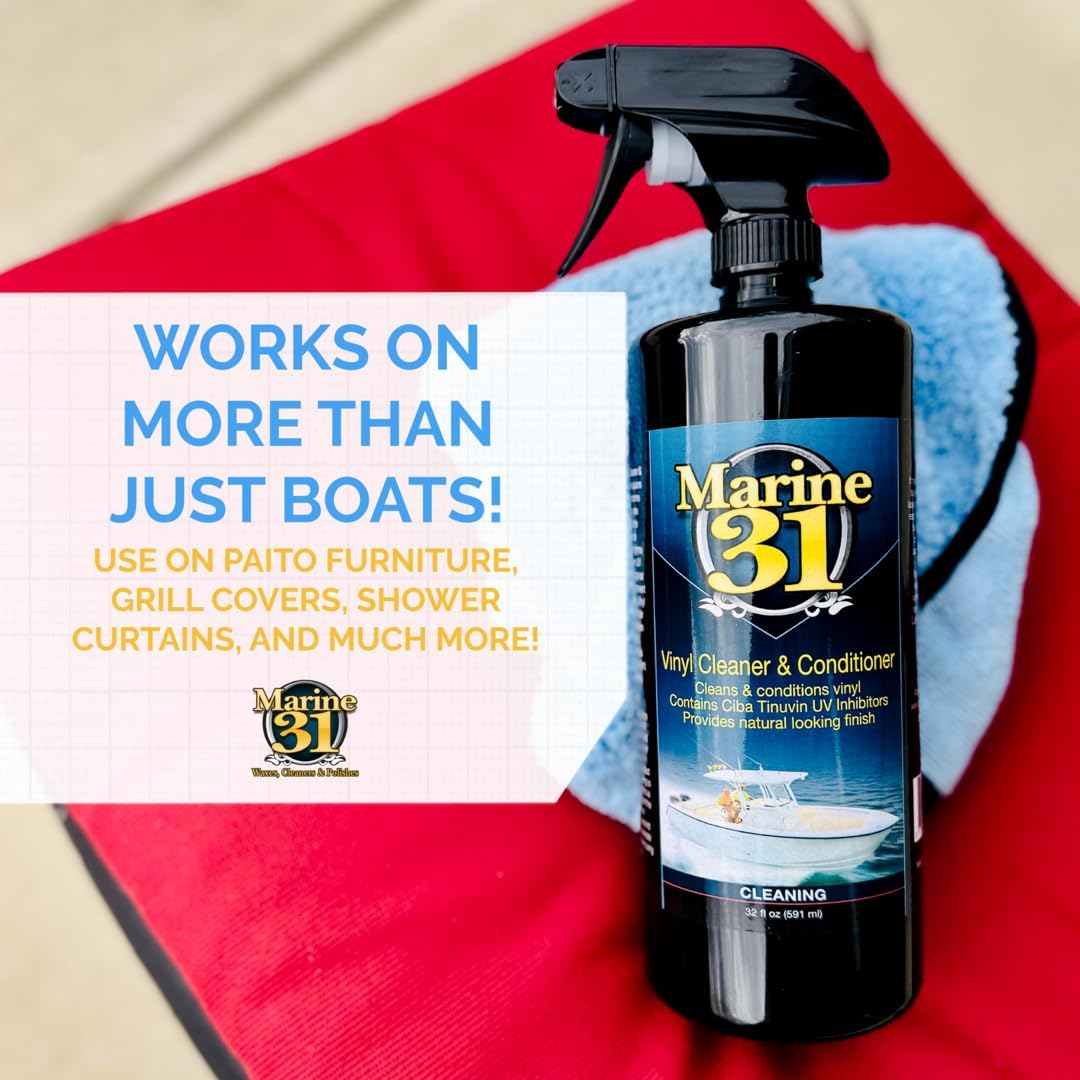 Marine 31 Vinyl Cleaner & Conditioner - UV Protection & Long-Lasting Shine | 32 oz Safe for Boats & Car Interiors