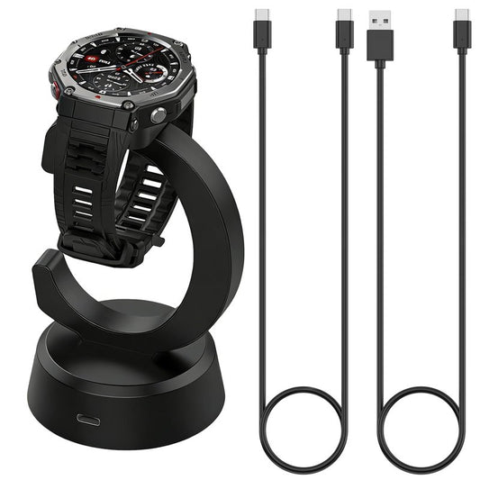 Magnetic Charging Stand for Amazfit Cheetah 2 Ultra/Pro, Active 3 Premium, T-Rex 3/3 Pro/Ultra 2, Active Max, Balance 1/2, Helio Strap with 2 Cables (USB-A & USB-C)