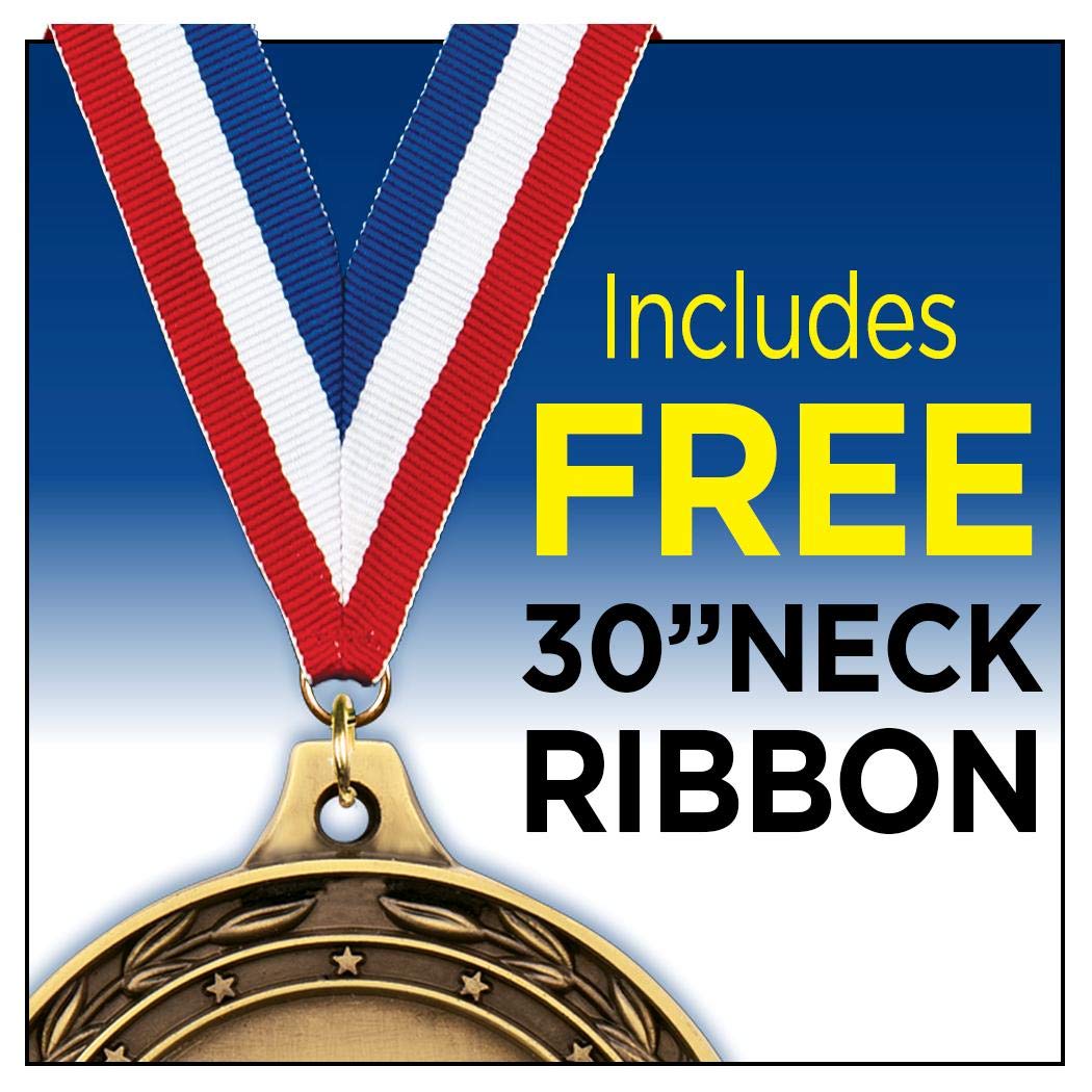 10K Medals, 2" Gold 10K Race Medal Award with Free Custom Engraving 100 Pack