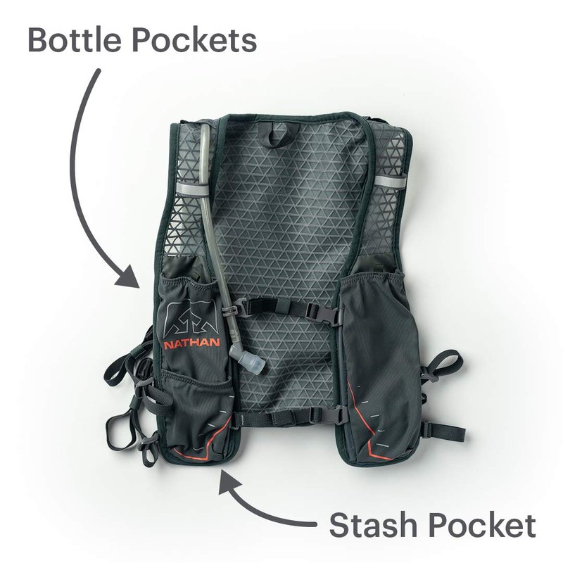 Nathan TrailMix 7L Running Vest for Men & Women, Hydration Vest w/ 2L Bladder Hydration Pack, Water Backpack for Hiking, Running, Walking, Marathon, Race - Charcoal Grey