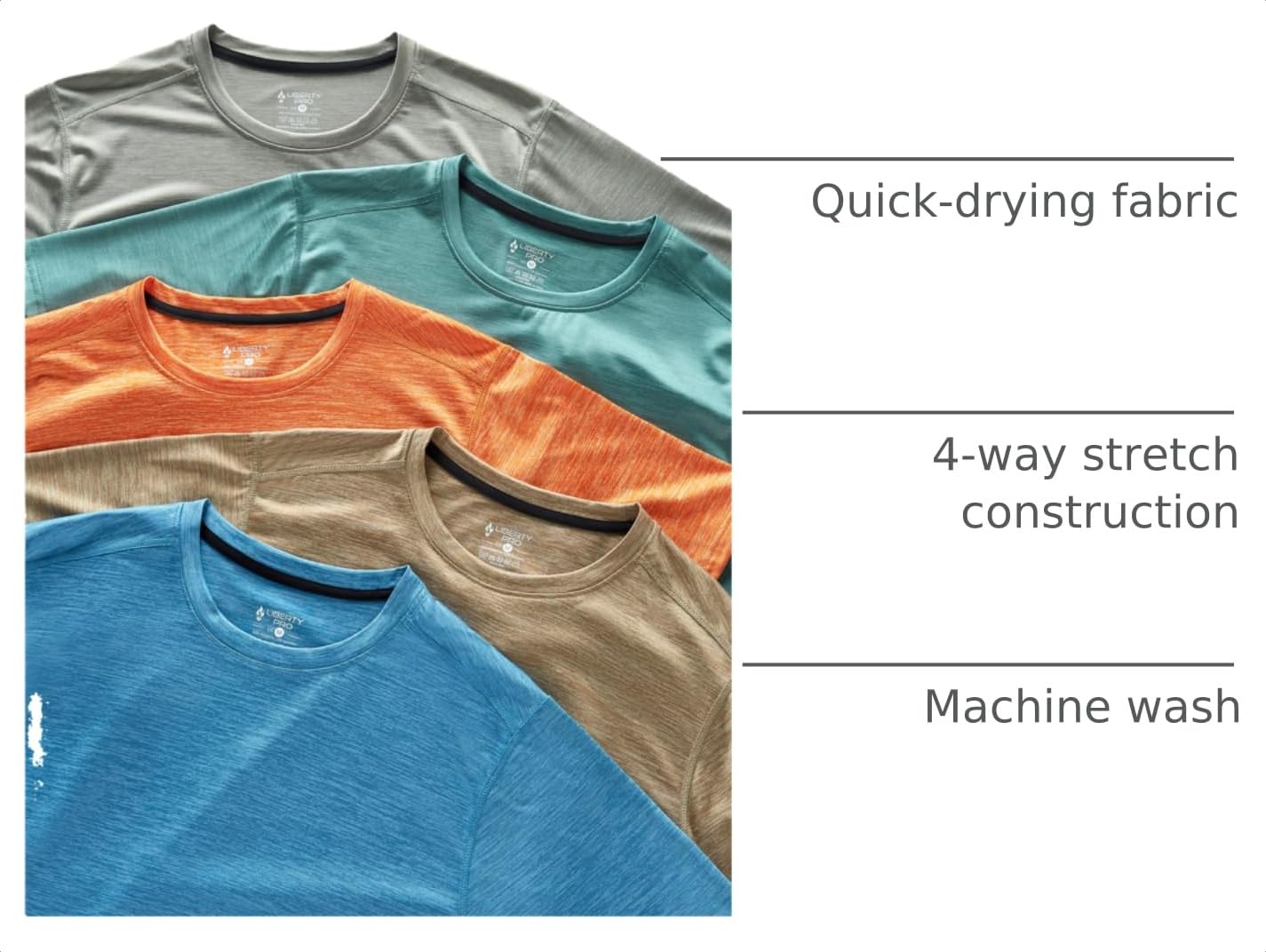5 Pack Men’s Active Quick Dry Crew Neck T Shirts | Athletic Running Gym Workout Short Sleeve Tee Tops Bulk (Set 10, XX-Large)