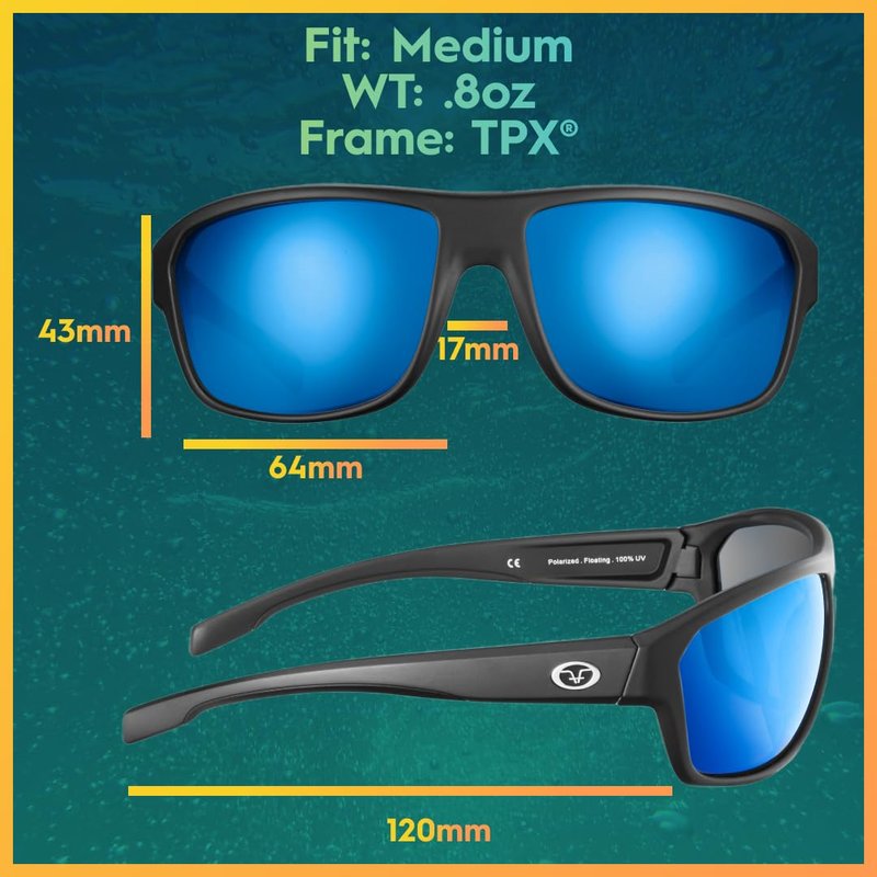 Flying Fisherman Kingfisher Floating Polarized Sunglasses for Men, Women, Lightweight Fishing & Boating Eyewear, 100% UV Protection