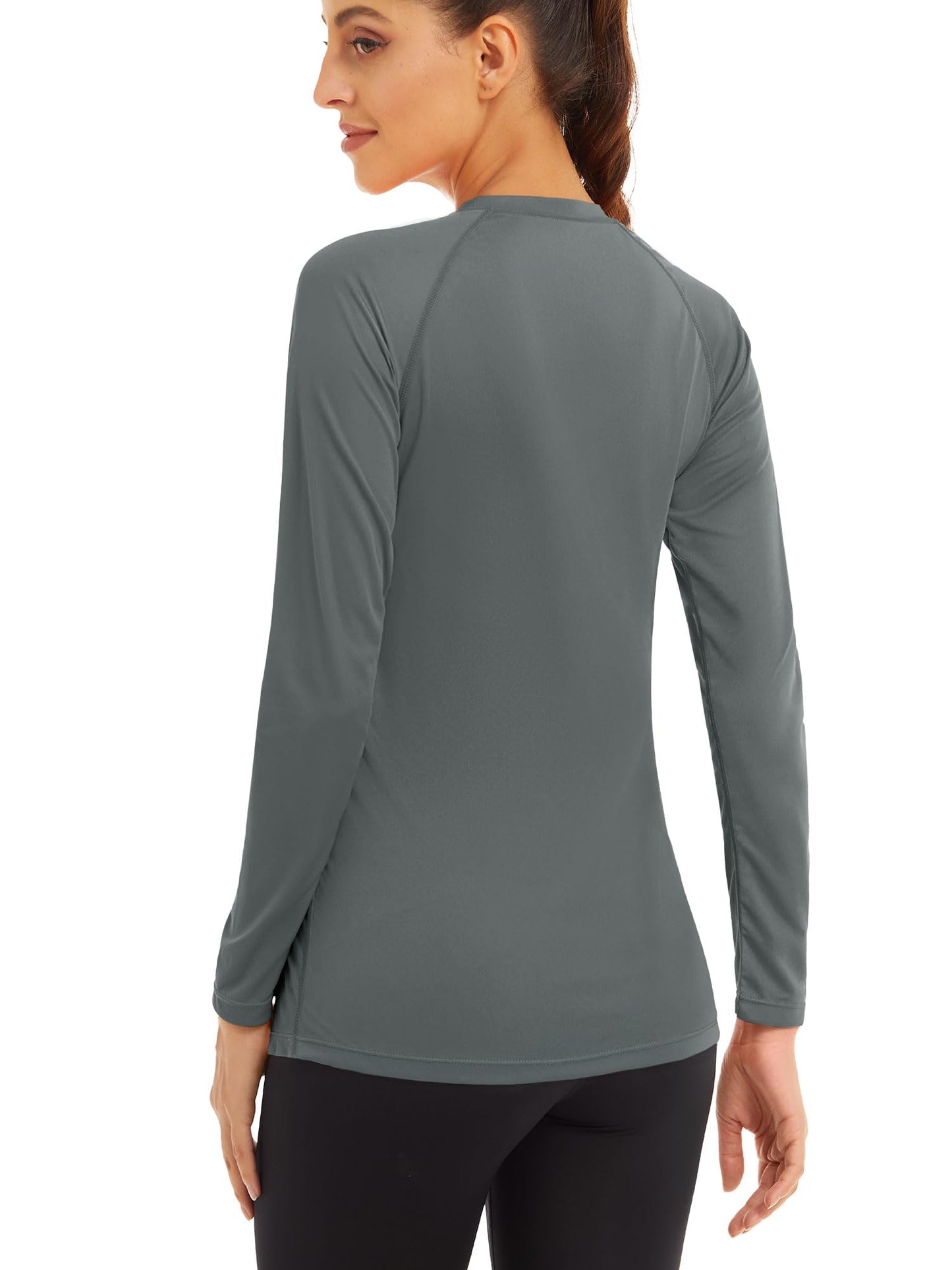 MAGCOMSEN UV Protection Shirts for Women Long Sleeve Shirts for Women Performance Shirts Casual Running Shirts Workout Shirts for Women Dark Grey