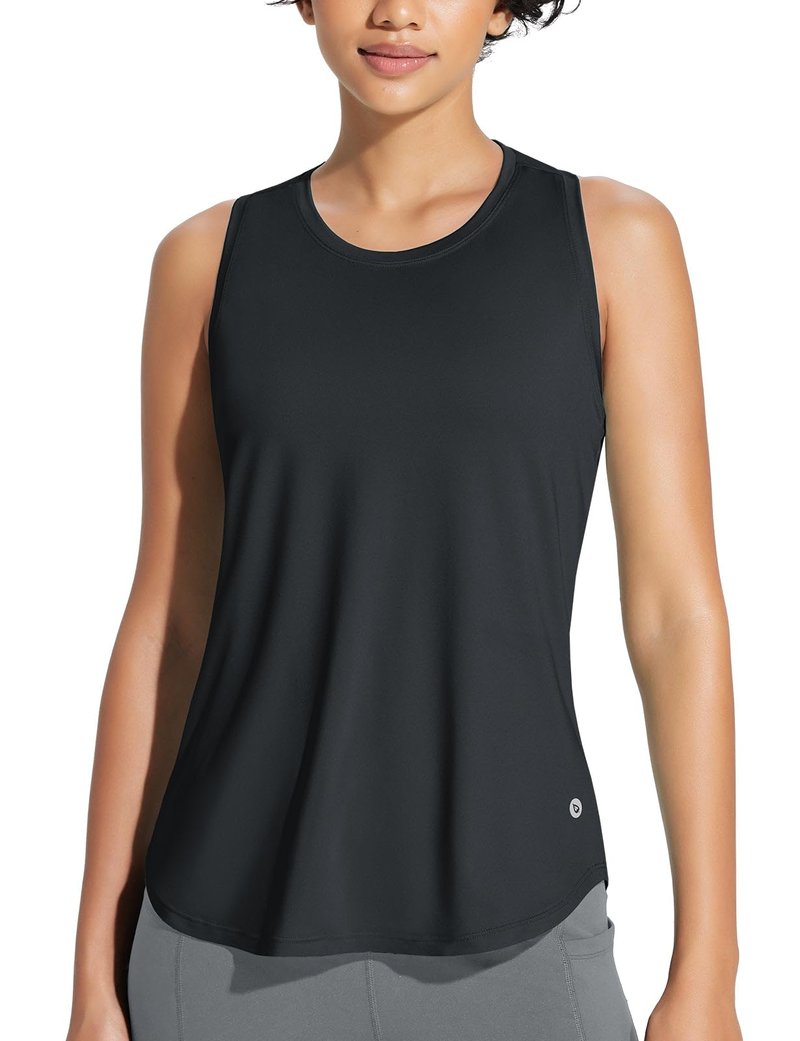 baleaf Workout Tank Tops for Women Sleeveless Athletic Top Loose Fit Running Shirts High Neck Yoga Gym Clothes White M