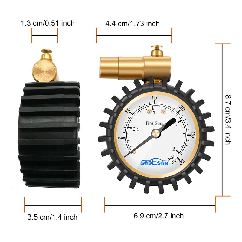 GODESON Presta Valve Pressure Gauge with Air Pressure Relief for Mountain Bicycle Fat Tires,Low Pressure Range to 30 PSI/2BAR…