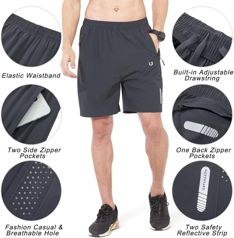 Men's Athletic Running Shorts - Quick Dry Lightweight Gym Workout Shorts | 5"/7"/9" Options