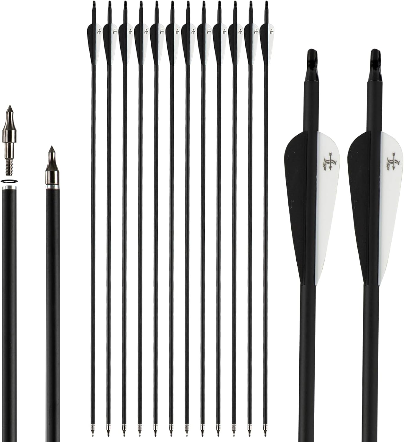 Carbon Arrow Practice Hunting Arrows - Spine 500 for Compound & Recurve Bow | 28-30 Inch (Pack of 12)