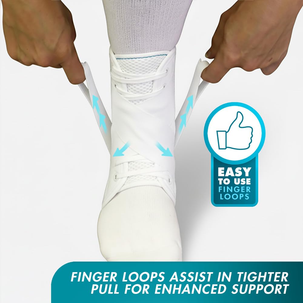 Med Spec ASO Ankle Stabilizer Lace Up Ankle Brace Sprain Support White, MD