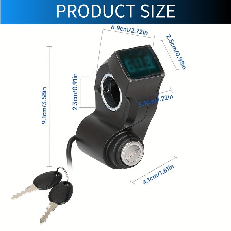 Electric Scooter Handlebar Switch Lock, 10 Inch 3 Pin Digital Battery Power Display Switch Lock with Keys for G2 Pro Replacement