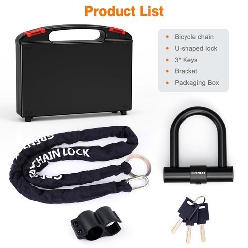 Bike Chain Lock, 5.25 Feet/160cm Heavy Duty Anti Theft Bicycle Chain Lock 0.6inch/15mm Thick Cut Proof Security Bike Locks with Keys for Bike, Motorcycles, Scooter, Stroller, Gate, Fence