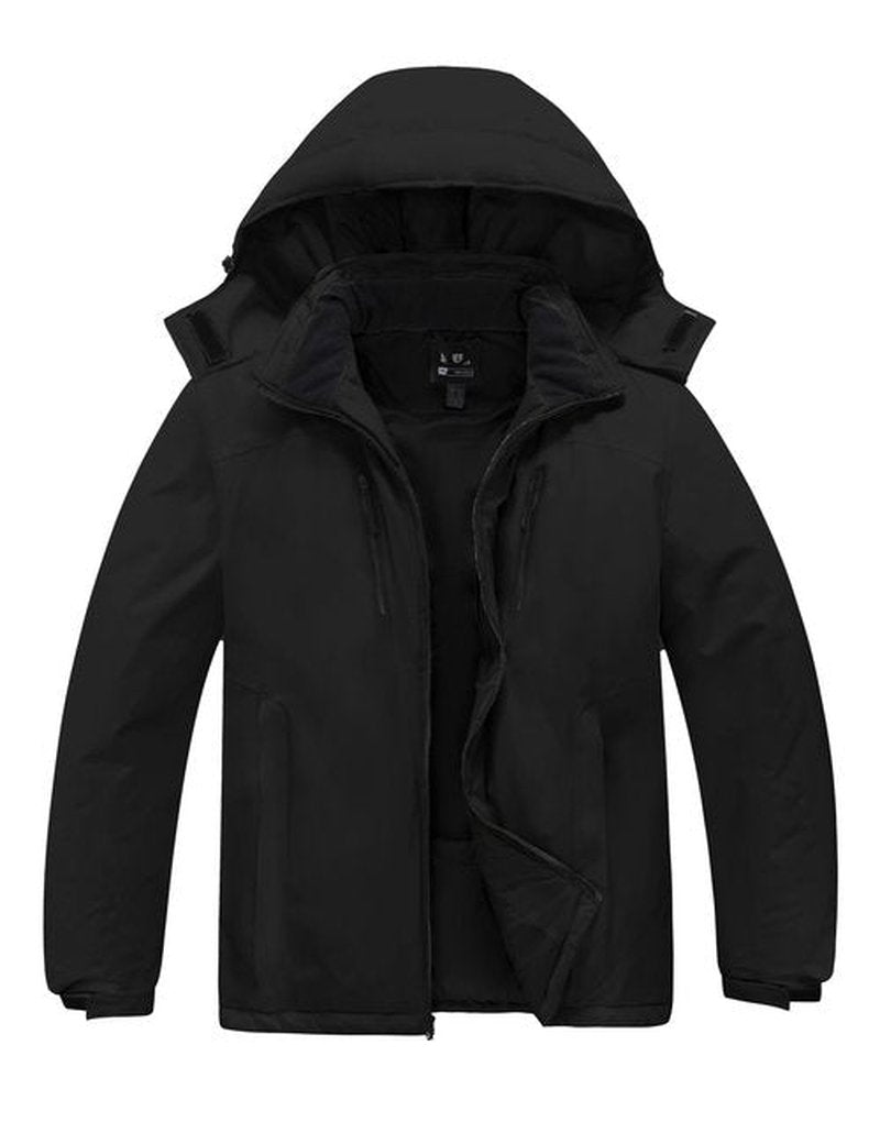 Skieer Men's Plus Size Waterproof Ski Jacket Big&Tall Warm Winter Coat with Hood (Black,5X)
