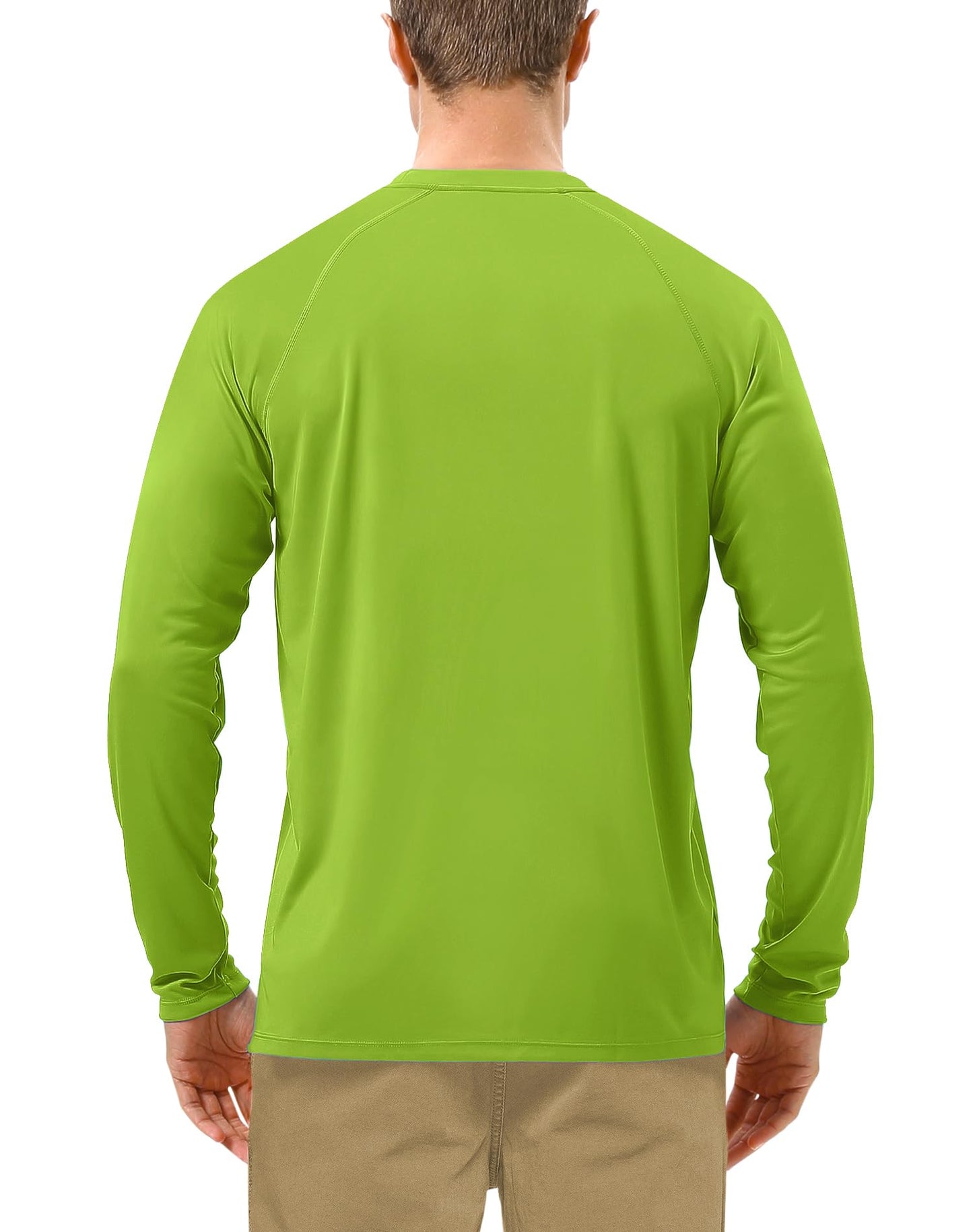Roadbox Mens UPF 50+ Long Sleeve SPF Diving Rash Guard UV Sun Protection Shirts for Outdoor Fishing Hiking Swimming Running Lime Green