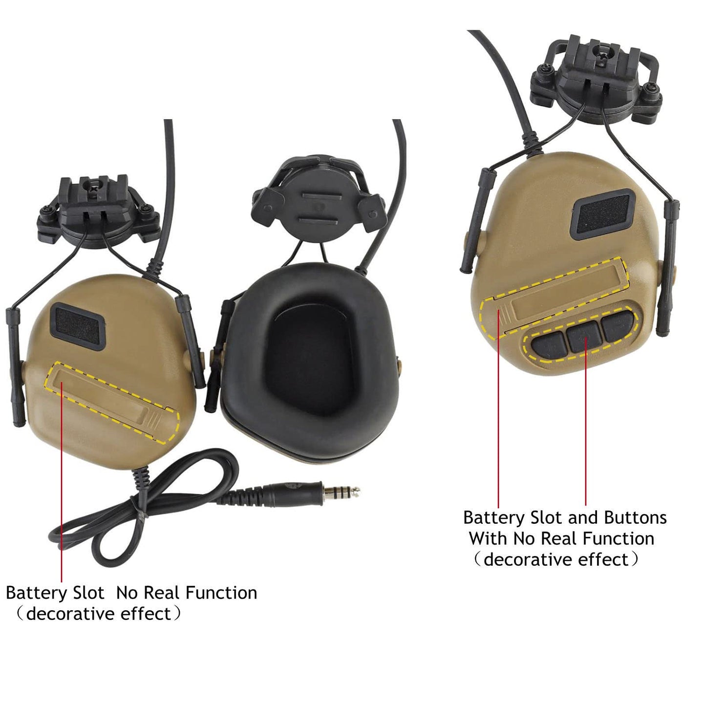 JFFCESTORE Tactical Headset No Noise Reduction for Z.Tactical Series PTT (TAN)