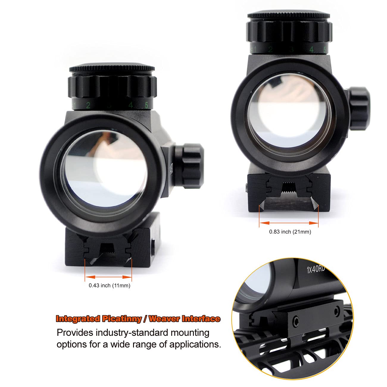 GOODTAC Red Green Dot Tactical Reflex Sight 1x40 5 MOA with 20mm Picatinny Mount Rail