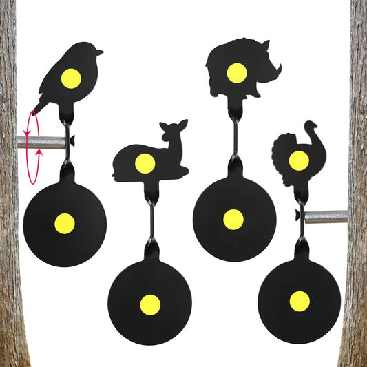 Danoib BB Gun Targets, Metal Spinning Shooting Targets with Auto Reset - Deer, Bird, Turkey, Wild Boar Silhouette for Air Rifles, BB Guns, Slingshots, Backyard Training (4 Pack)