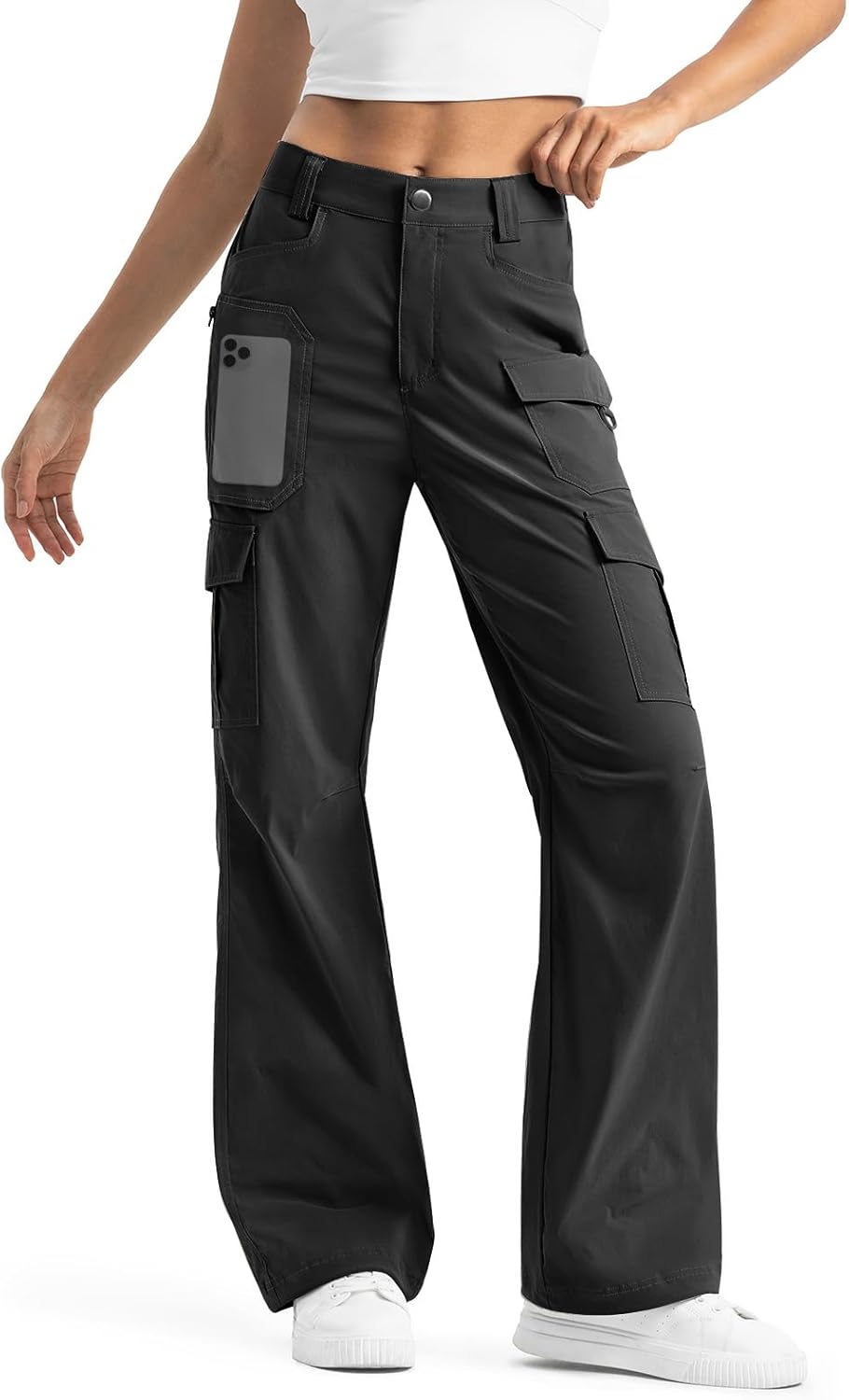 Women's Cargo Hiking Pants - High-Waisted, Water-Resistant, Lightweight Stretch for Outdoor Adventures | Casual Fit