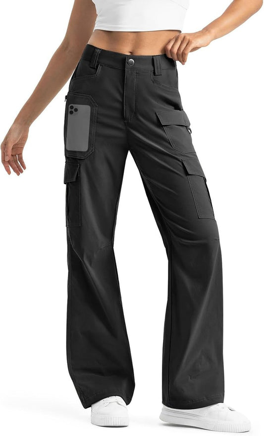 Women's Cargo Hiking Pants - High-Waisted, Water-Resistant, Lightweight Stretch for Outdoor Adventures | Casual Fit