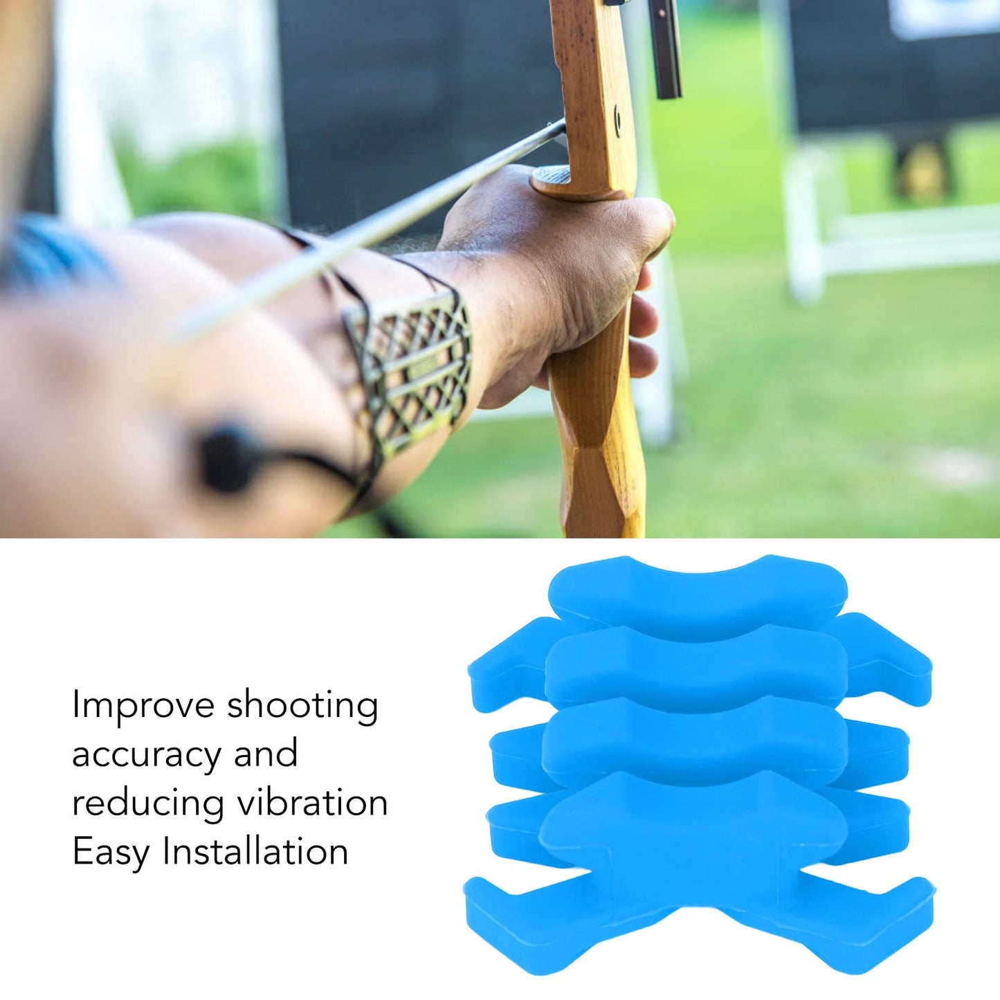 Zunate Archery Bow Dampener, Split Vibration Stabilizer Dampeners, Split Damping Rubber Archery Bow for Target Outdoor (Blue)