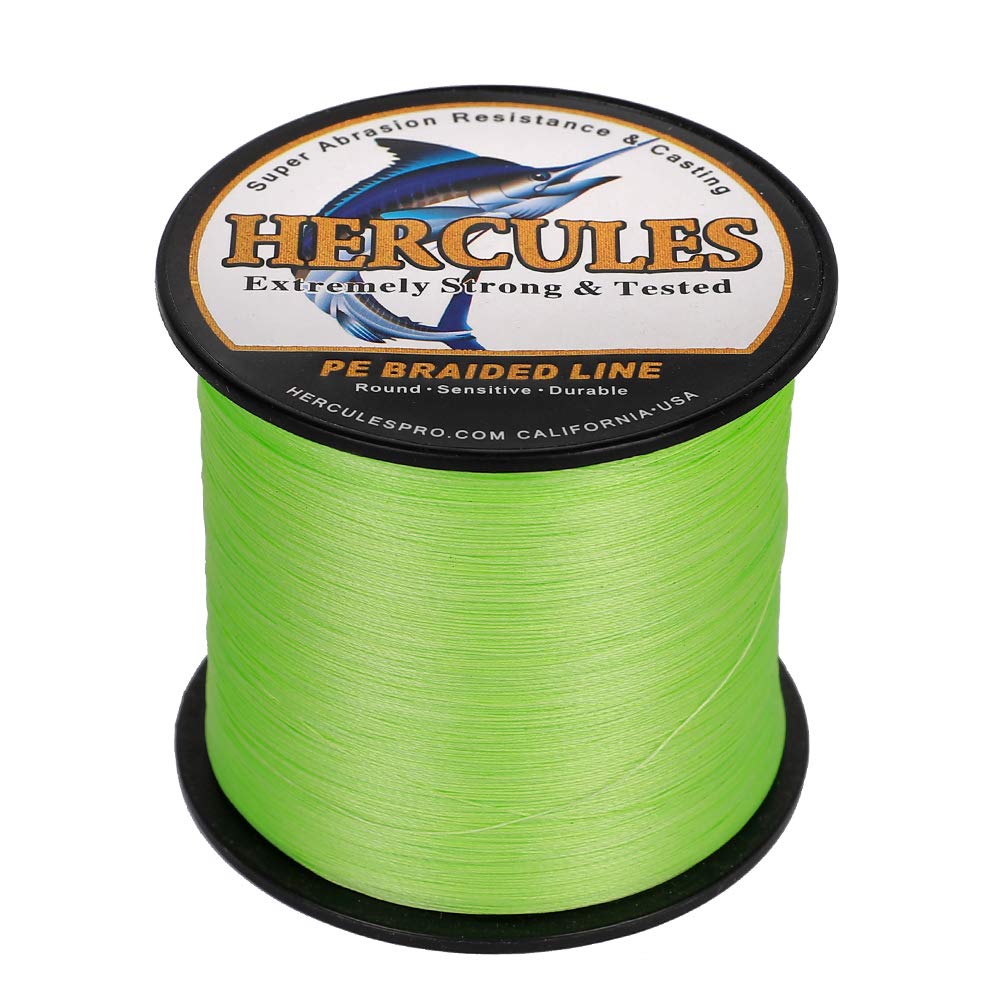 HERCULES Super Cast 300M 328 Yards Braided Fishing Line 60 LB Test for Saltwater Freshwater PE Braid Fish Lines Superline 8 Strands - Flourescent Green, 60LB (27.2KG), 0.40MM